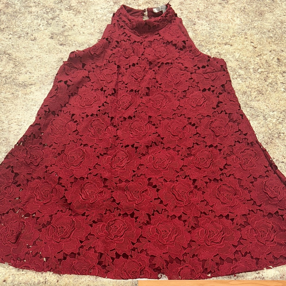 Lovers + Friends Burgundy Floral Lace Dress